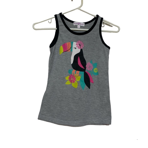4/$20 Bella & Birdie girls rainbow Toucan tank top - Picture 1 of 5